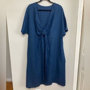 Linenfox Alex Linen Dress in Navy S/M